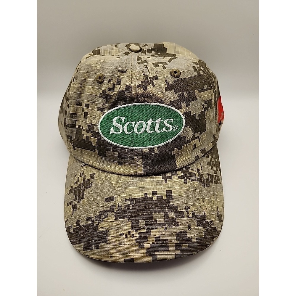 Scotts Lawn Fertilizer Camoflage Camo Hat Cap Embroidered Adjustable Green